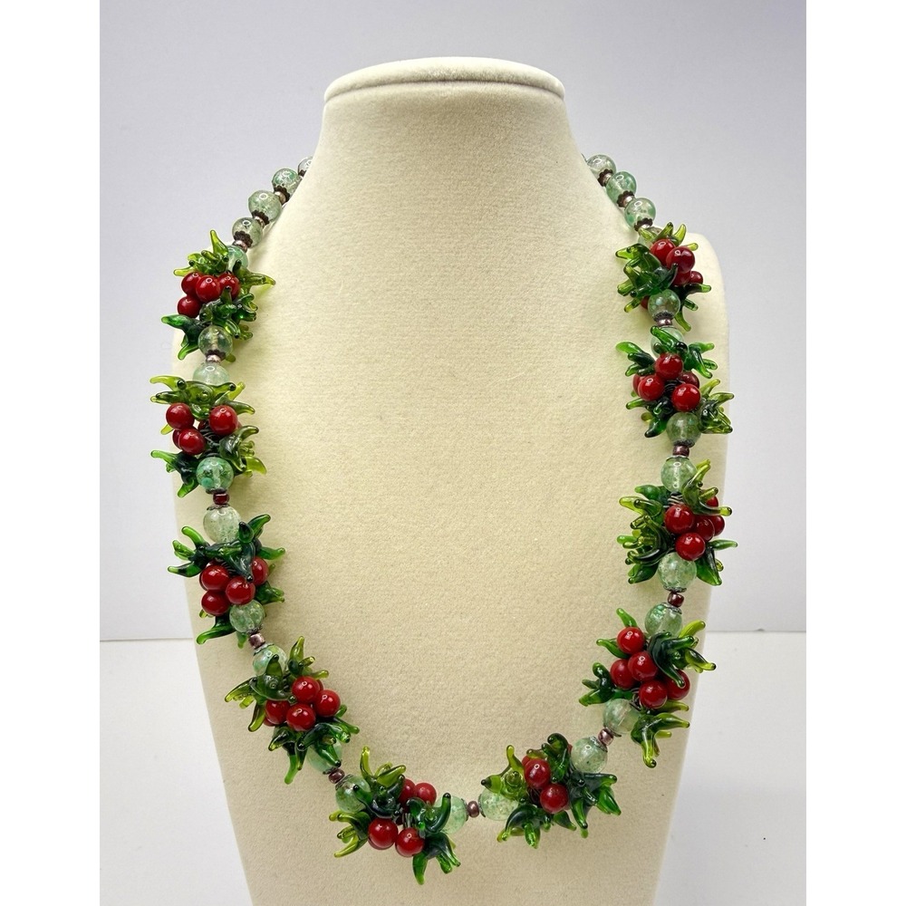 Vintage 1950's Venetian Murano Glass Multi Color FRUIT SALAD Cluster Necklace
